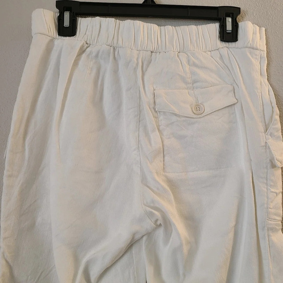 James Perse White Linen Blend Zip Ankle Jogger Pants - Picture 5 of 7